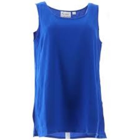 NWT LINEA BY LOUIS DELL'OLIO GAUZE CREPE TUNIC SAPPHIRE XXS - Picture 1 of 8